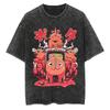 Chainsaw Man Anime Vintage Printed Washed T-shirt Women Men Harajuku Oversize Streetwear Y2K Tops Short Sleeve Tee