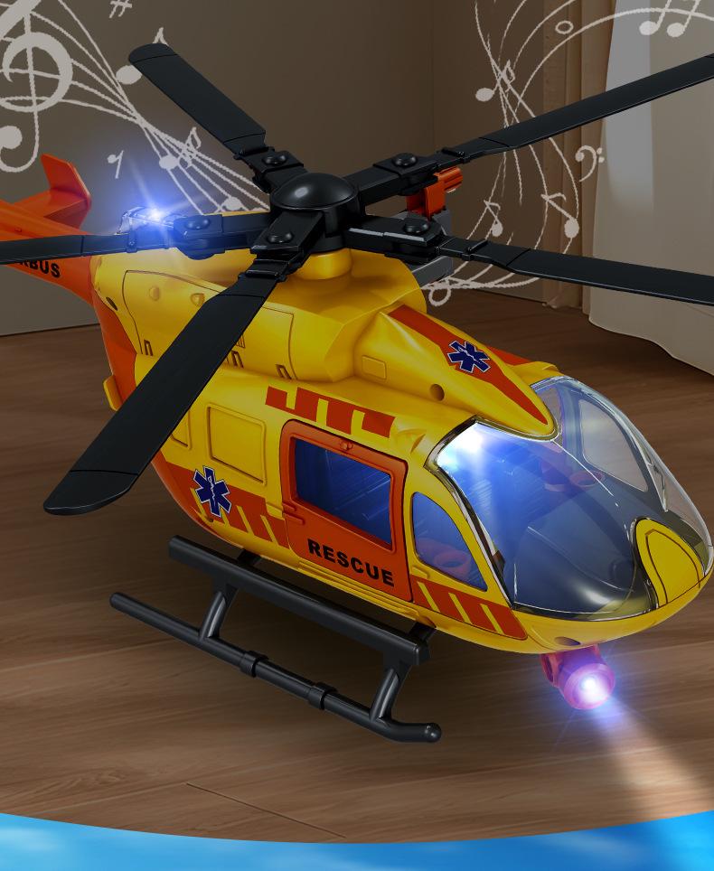 Children's Pull Back Police & Fire Rescue Helicopter Toy with Rotating Propeller - Simulation Model for Boys