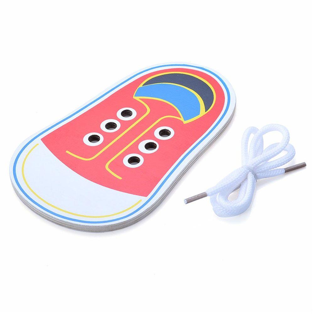1PC Learning Children Montessori Tie Shoelaces Toys Educational Toys Wooden Shoe Lace