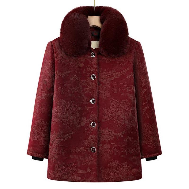 Winter Cotton-padded Jacket Piled and Thickened Cotton-padded Jacket Winter Clothes Old Lady Cotton-padded Jacket Woman