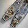 Moda Femei Casual Denim Pantaloni Harem Letter Patchwork Blugi Largi PLUS Marime