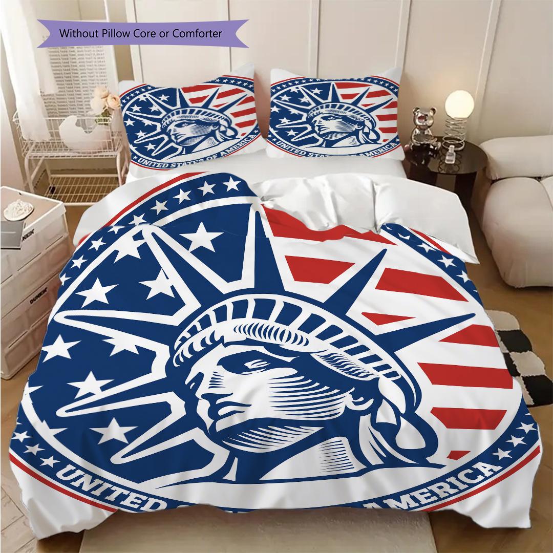 

Statue of Liberty, USA bedding, duvet cover, pillowcase, home decoration, birthday gift (1 * duvet cover+2 * pillowcase, coreless) 135x200cm