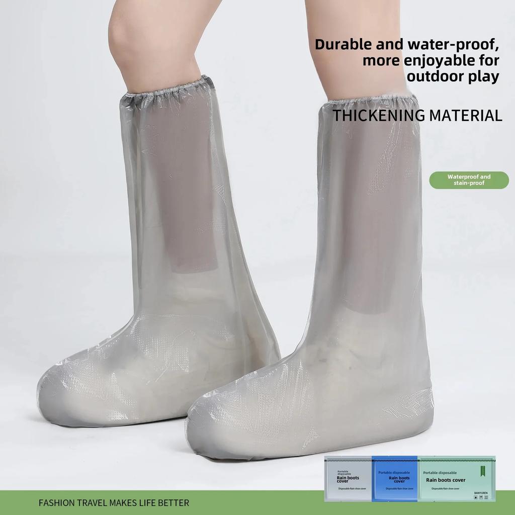 Portable Waterproof Thick Transparent Disposable Shoe Covers - Individually Packed for Outdoor Use