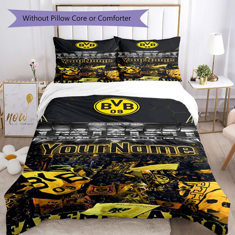 Borussia Dortmund Customize Your Name Bedding Set Breathable Duvet Cover with Pillowcases Home Decoration Birthday Gift