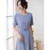 2025 Summer Reduced Age Round Neck Commuting Design with a Concealed Waist and Medium Length Dress for Women