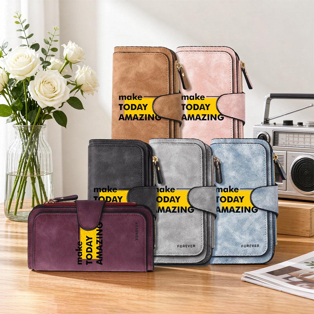 Stylish Long Wallet Elegant Card Holder Durable Slim Purse with Zipper Pocket