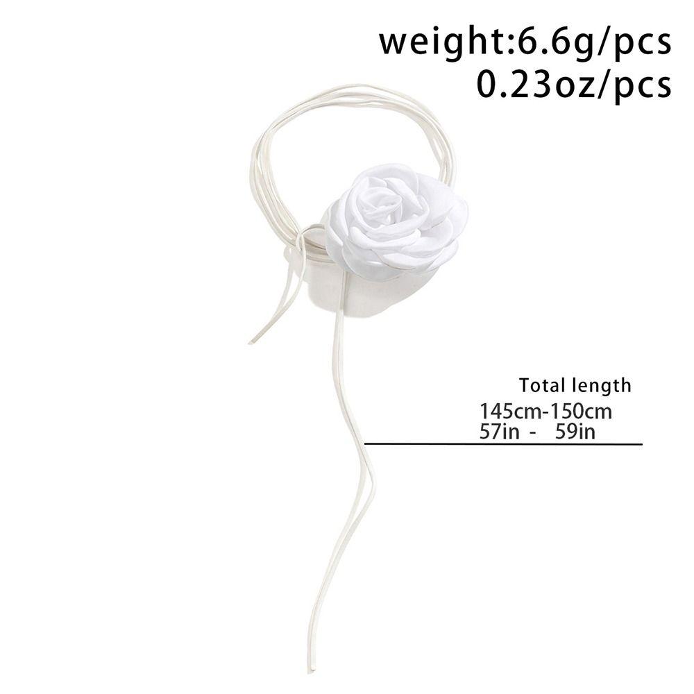 Specical Design with Large Flower Rose Flower Choker Long Rope Adjustable Wedding Neck Accessories Rose Choker Women