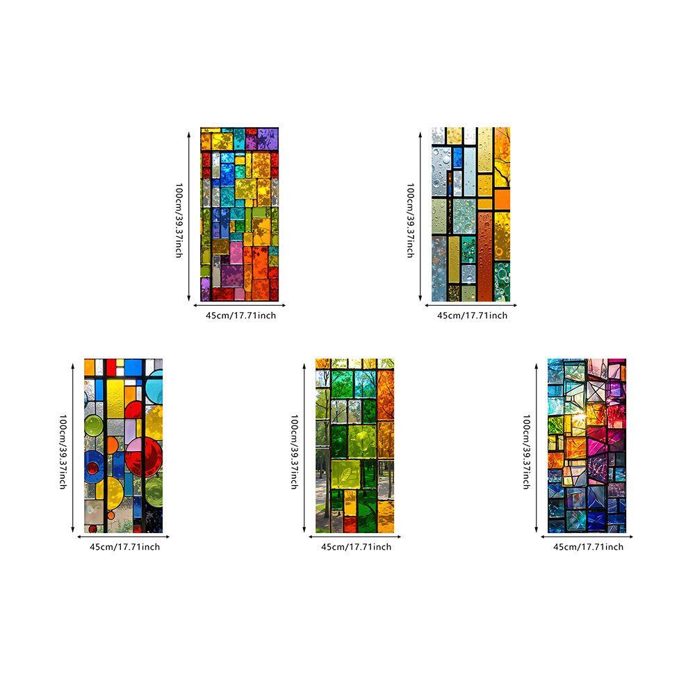 Static Cling Privacy Window Film Colorful Brick Decorative Window Stickers Home Decoration