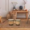 Wooden Bongo Drum Set diameter 7.75" & diameter 7" w/ Drum Head, Percussion Instrument, Drums, Tuning Wrench For Adults Beginners
