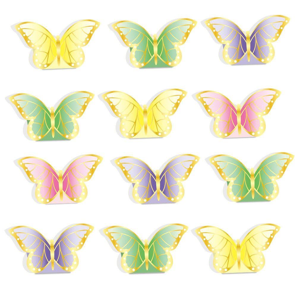 12PCS Multicolor Butterfly Flower Basket Paper Tabletop Ornament Party Supplies