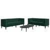 2 Piece Chesterfield Sofa Set with Neck Pillows Dark Green Velvet