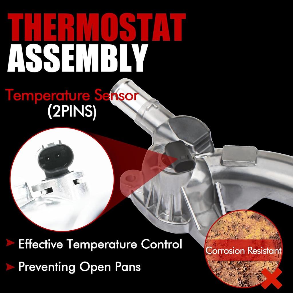 MITZONE Upgraded Aluminum Coolant Housing Water Outlet Compatible With 2011- Chevy Cruze Sonic Trax Volt Buick Encore 1.4L Replace 25193922 902-846