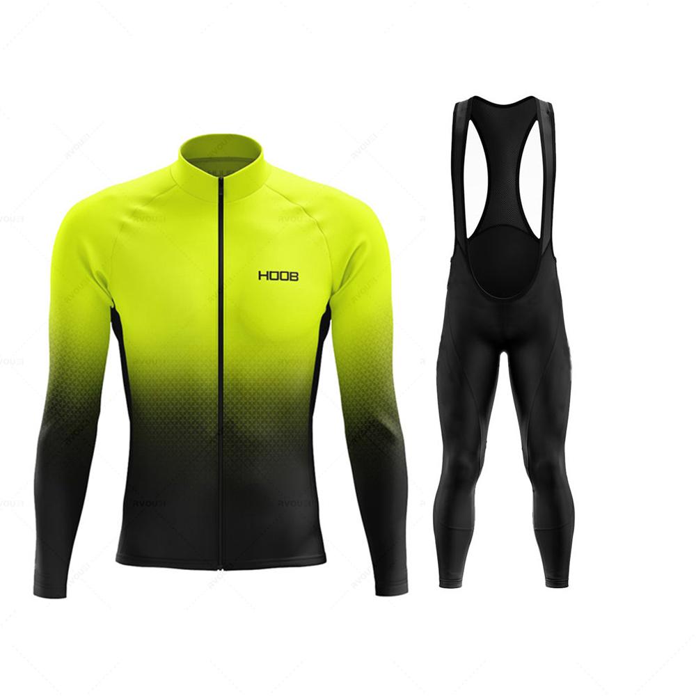 2026 Spring New Team Long Sleeve Cycling Jersey Set MTB Bike Clothing Uniform Men's Thermal Fleece Bicycle Maillot Ropa Ciclismo