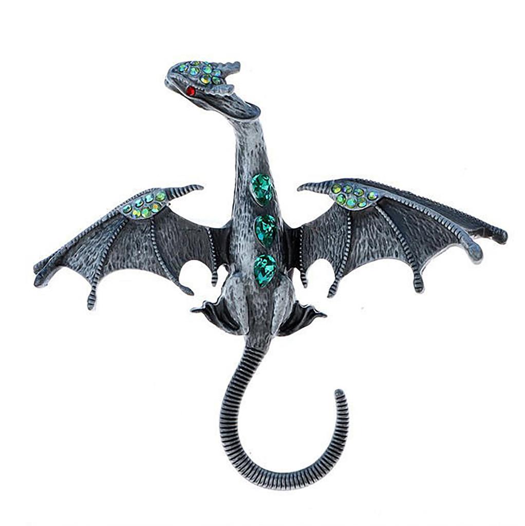 Retro Oil Dripping Flying Dragon Brooch Rhinestone Inlaid Enamel Brooches Pin