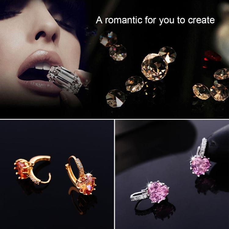 Cute Heart Real 925 Sterling Silver Cubic Zirconia Stone Earrings