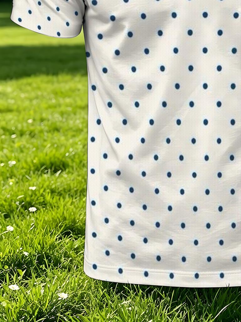 Men'S Outdoor Polo Shirt, Multi-Sizes Available, Polka Dot Print, Fashionable And Comfortable, Men'S Top Suitable for Hiking And Outdoor Leisure,