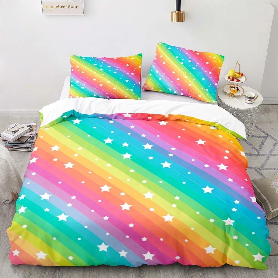 Colorful Swirl Bedding Set,Rainbow Stripes Duvet Cover Twin King Size Pride Theme Comforter Cover Abstract Art Bedspread Cover