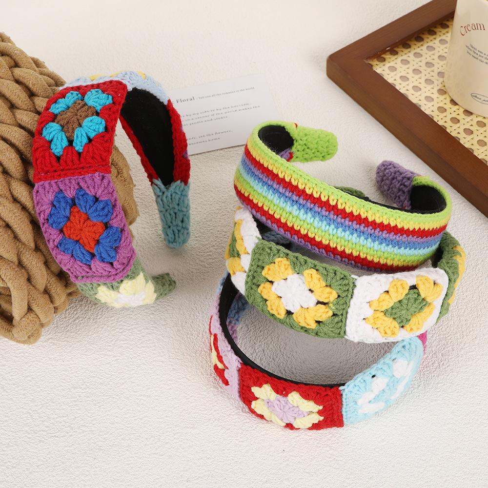Gerste Häkeln Mori Haarband Stricken Oma Gitter Handgestricktes Stirnband Zu Windigem Lokalem Ethnischem Stil