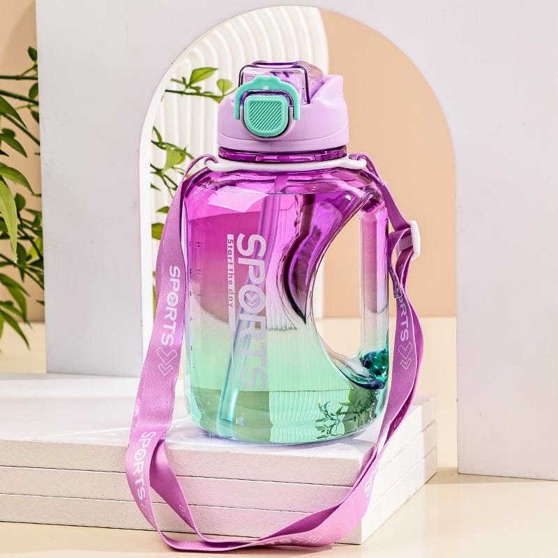 

Кружка-тон градиентной расцветки большой вместимости - Портативная спортивная бутылка для воды для улицы с трубочкой 900ml фиолетовый