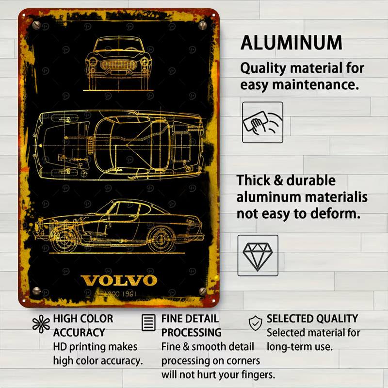 Volvo P1800 1961 Metallskyltar Bilaffisch Inredning Vardagsrum Anpassad Plåtskylt för Väggkonst Dekoration Retro Dekor