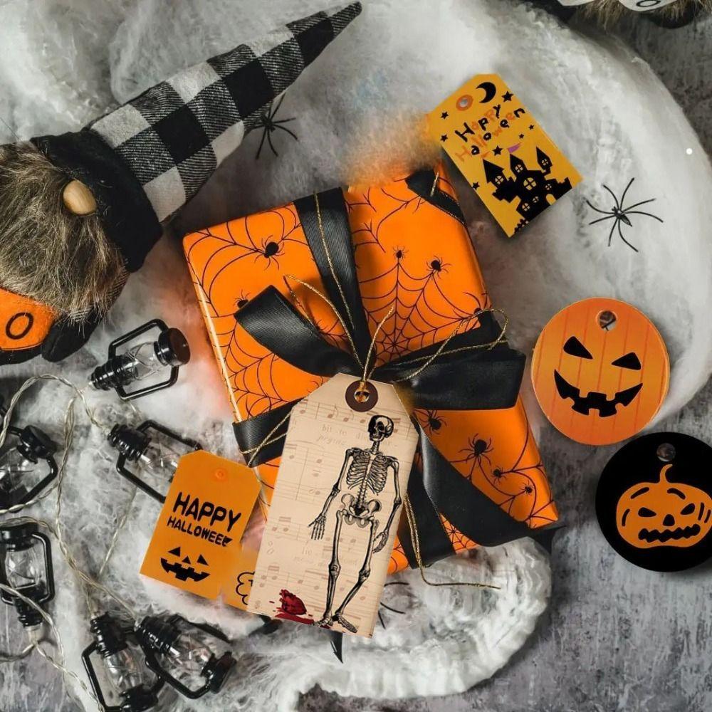 12pcs Vintage Halloween Packing Tags Single Side Pendant Tag Halloween Paper Hanging Tag  Holidays