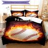 3pcs Custom Name Baseball Bedding Set Duvet Cover Closure Includes 1 Duvet Cover & 2 Pillowcases, Soft and Comfortable for All Seasons.