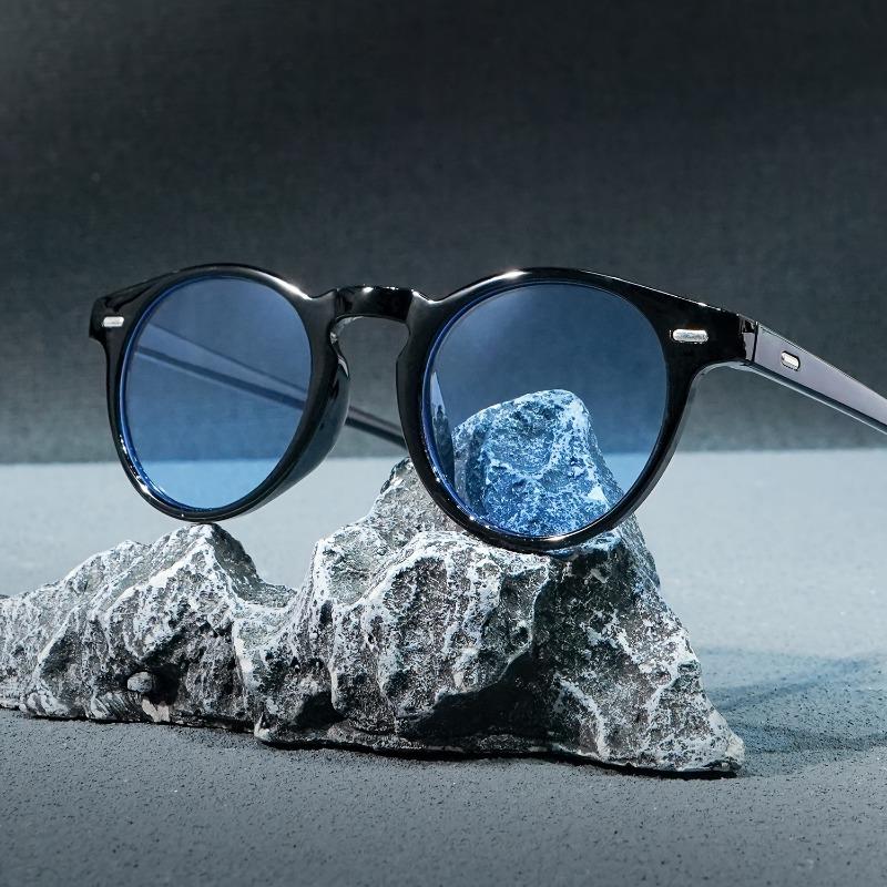 

Retro Round-shaped Fashionable Glasses Unisex Black Glasses Frame Blue Light Lens Lightweight Decorative Glasses