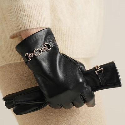 Women's Warm Genuine Leather Gloves GLZ041