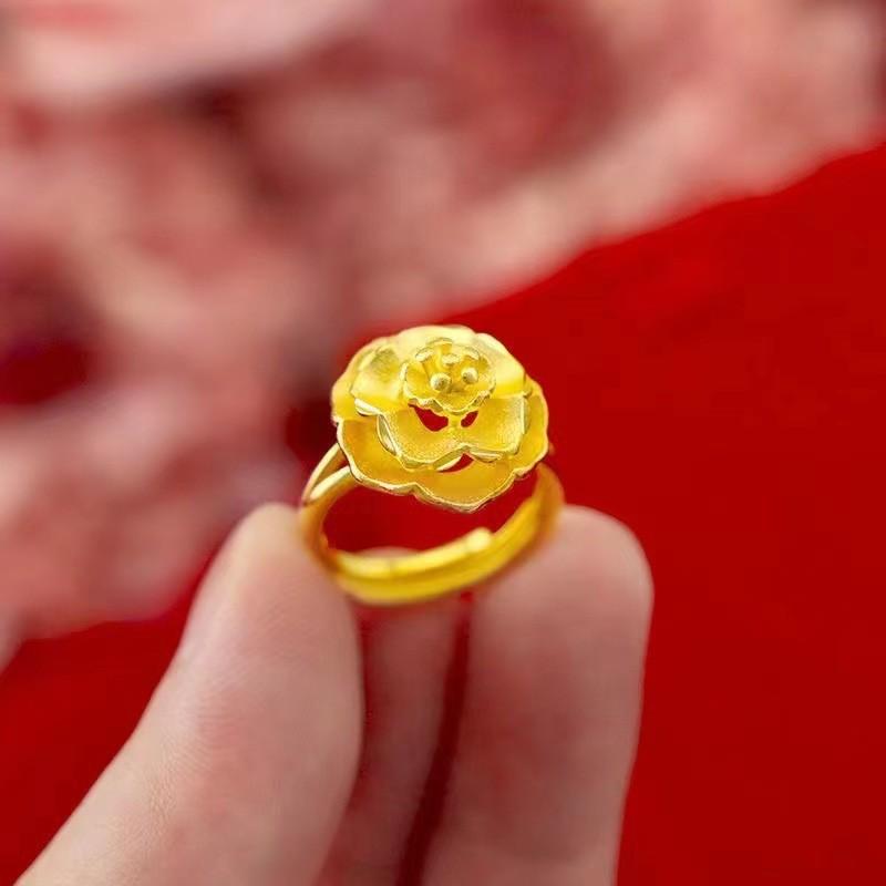 Red French Cute Girlish Bow Love Niche Design Alloy Ring Women'S Light Luxury High-End Sense