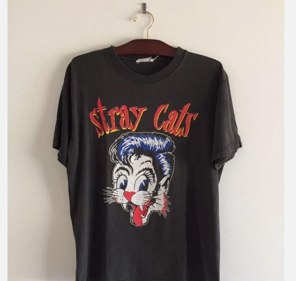 Stray Cats Tshirt Graphic Black Classic Cotton T-shirt Unisex S-5XL Unisex T-Shirt XXL