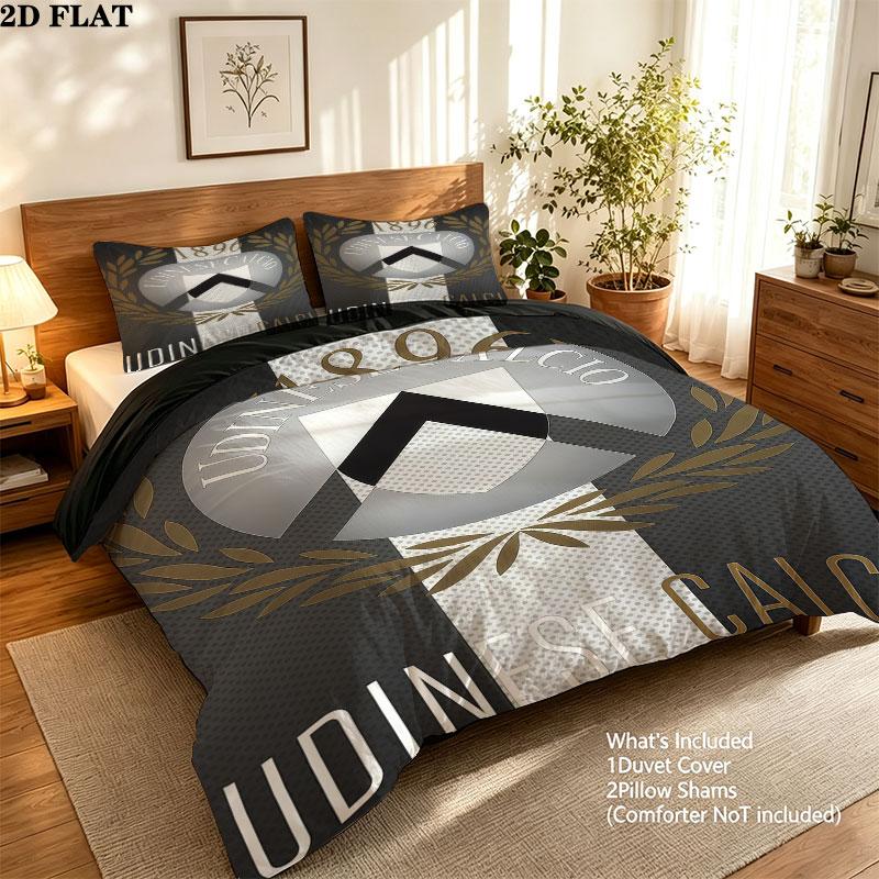 Set Copripiumino Trapuntato Udinese Calcio Federe Decorazione Casa Regalo di Compleanno (1 * copripiumino + 2 * federa, senza nucleo)
