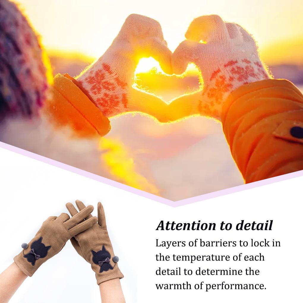 1 Pair Autumn Winter Women Gloves Thermal Screen Warm Motorcycle Riding Biking Hiking Fishing Skating Cycling Mittens