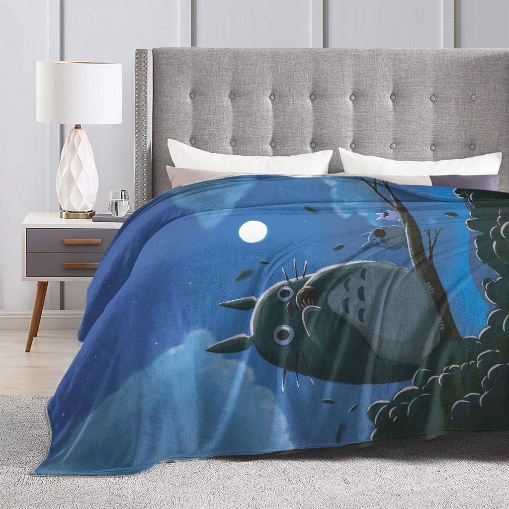 Anime Tonari No Totoro Deckenbezug Fleece T-Totoros Niedlich Warm Überwurfdecke für Zuhause Sofa Schlafzimmer Steppdecke