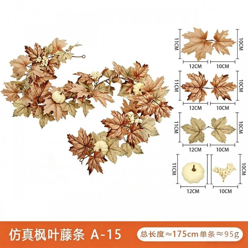 Artificial Maple Leaf Vine Fall Decor Black Leaves Harvest Season Home Decoration Silk Floral Garland