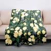 Soft & Cozy Flannel Throw Blanket with Creative Green Leaf and Floral Design - Perfect for Couch, Bed, Office Naps, Camping