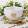 DIY Heart Shaped Tea Set Candle Cup Ornament Silicone Mold for Gypsum Concrete Resin Casting Coffee Cup Tray Decorative Crafts