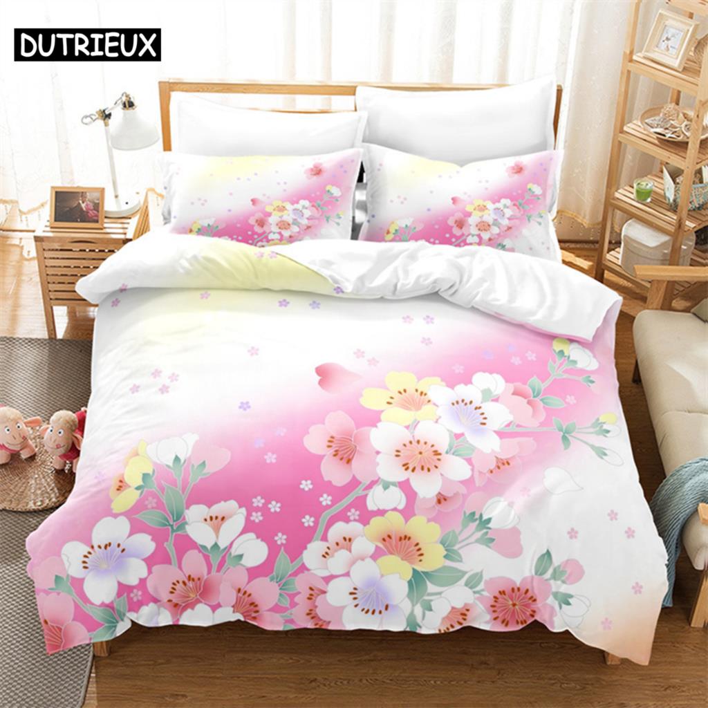 Lovers Queen Bedding Set Flowers Rose Duvet Cover Set Bedding Digital Printing Bed Linen King Size Duvet Cover Set Bedding Sets