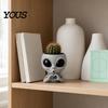 Office Desk Planter Funny Alien Face Planter, 3D Printed Novelty Plant Pot, Cute Gray Unique Succulents Pot Head for Cacti Home Table Shelf