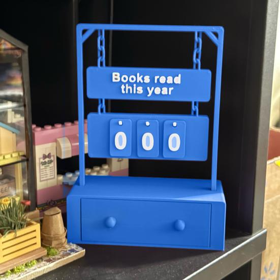 3D Printed Hanging Book Counter Book Read This Year Tracker Reading Target Display Number Sign Shelf Desk Decoration Book Lovers Gift