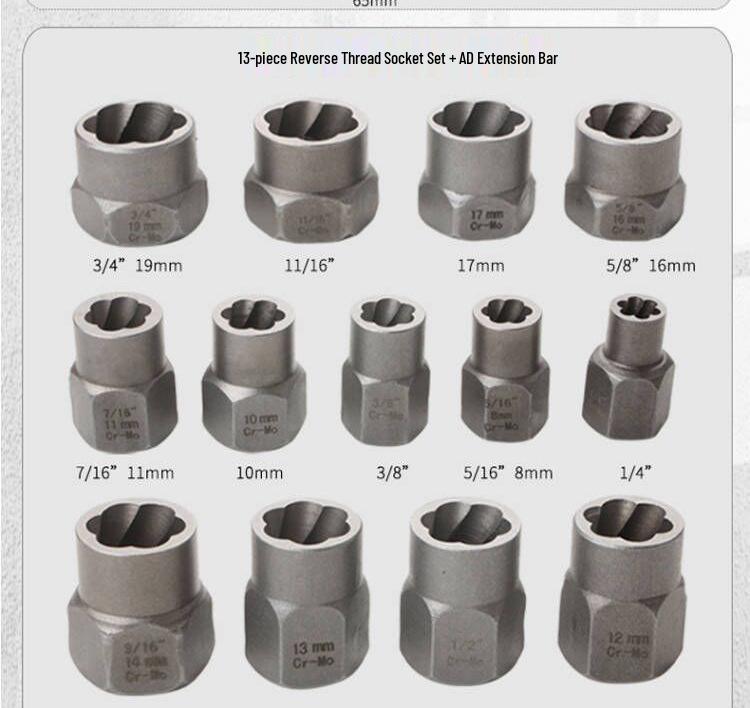26-Piece Damaged Nut & Screw Extractor Tool Set - Chrome Molybdenum Steel