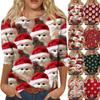 Moda damă ocazional decolteu rotund mâneci 3/4 tricou imprimat largi Top dama