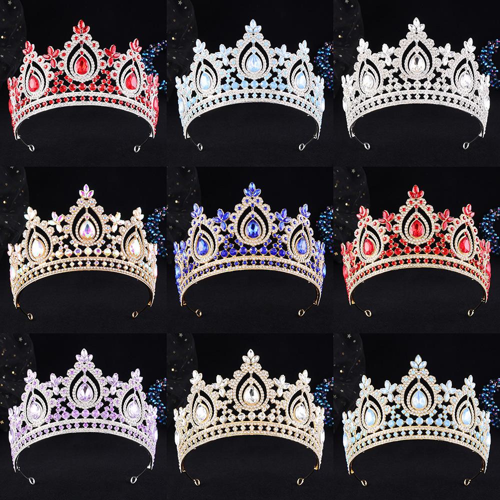 DIEZI Baroque Luxury 17 Colors AB Rhinestone Crystal Tiara For Women Wedding Party Elegant Bridal Bride Crown Hair Accessories