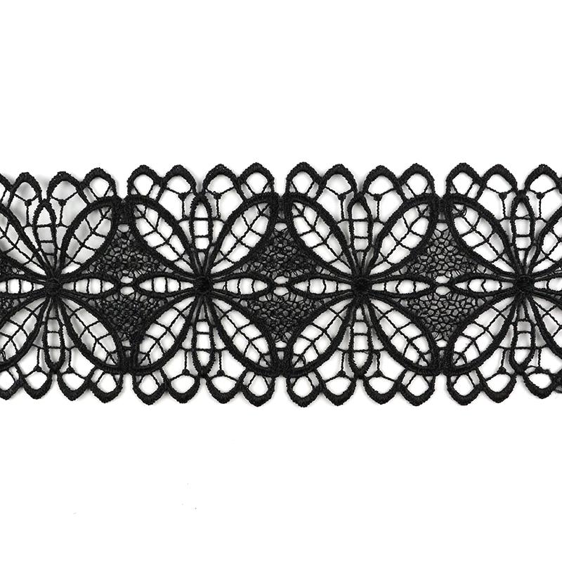 Black & White Embroidered Hollow Lace Trim for Skirts & Cuffs