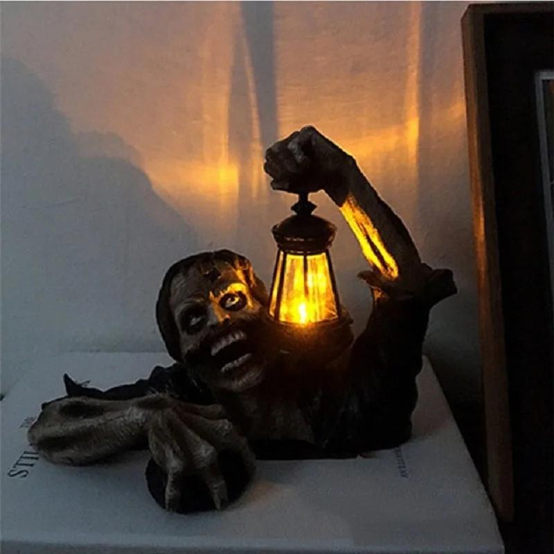1pc Halloween Zombie Lantern Crawling Horror Decor Garden Scary Led Lights Atmosphere Decoration with Light Sculpture Ornaments