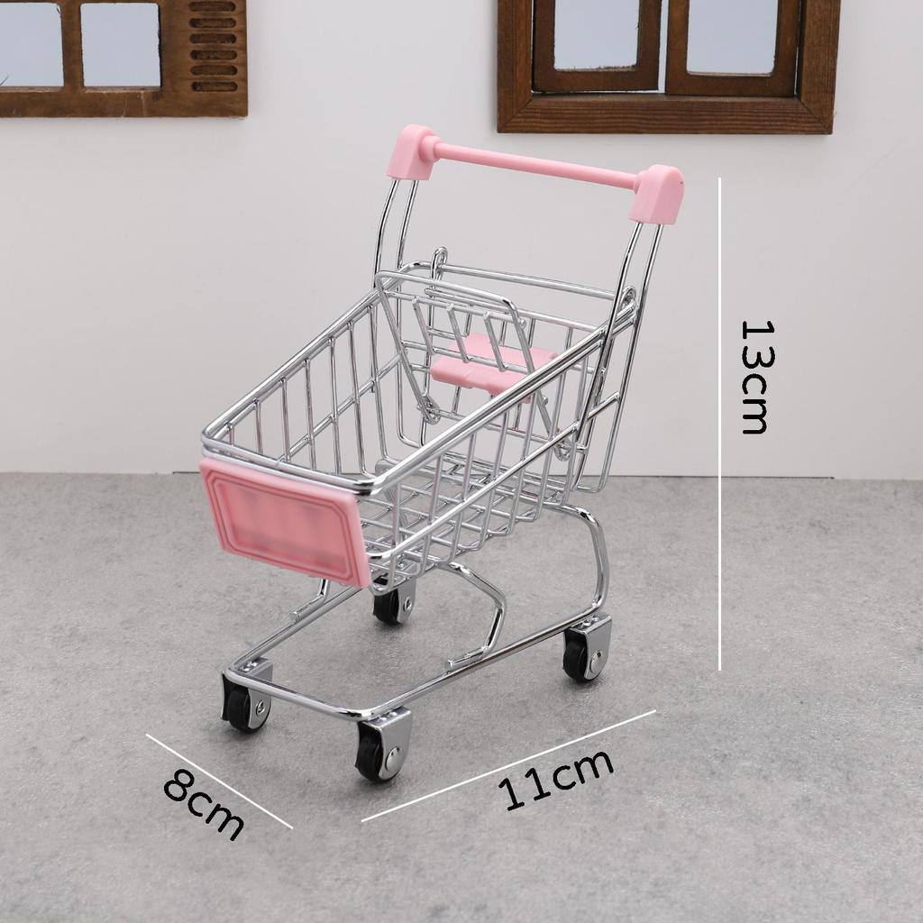 Mini Realistic Supermarket Shopping Cart & Play Food Set for Kids