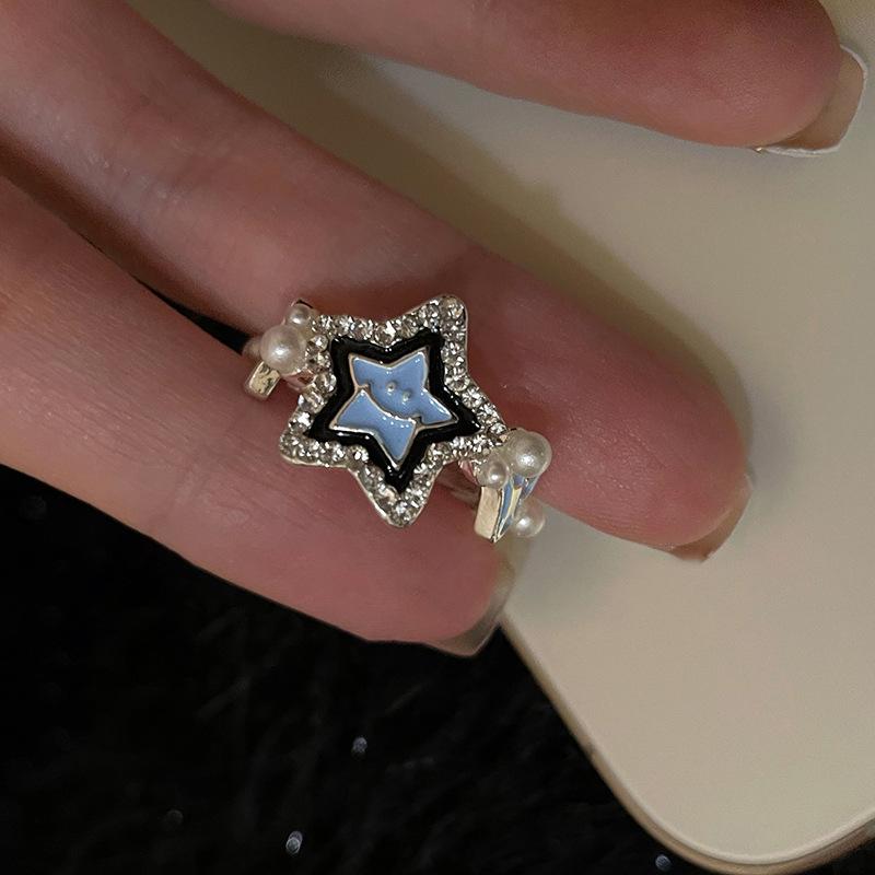 

Женское ретро состаренное металлическое кольцо с открытой звездой, Y2K трендовый аксессуар для указательного пальца.