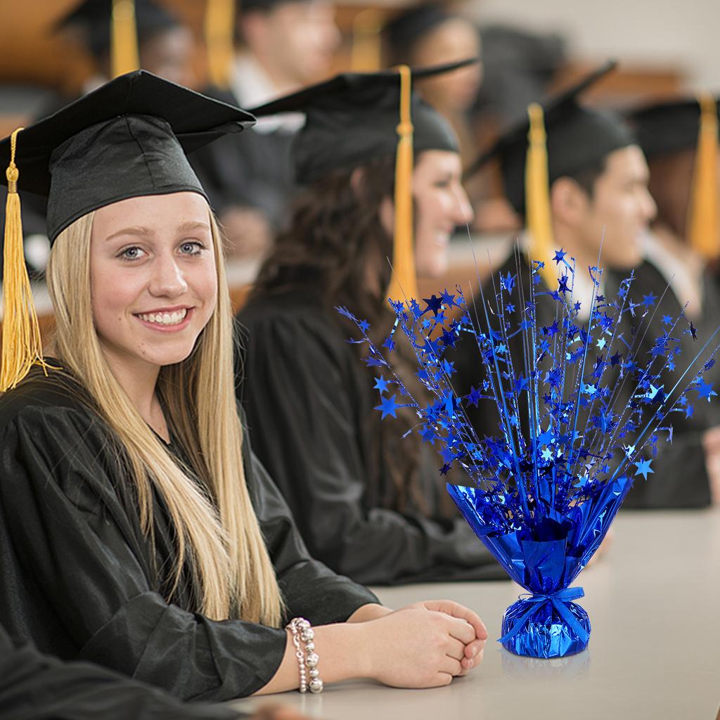 6 Peças Centro de Mesa Spray de Folha Estrela Azul Decoração de Mesa Centro de Mesa Spray de Folha Metálica Centro de Mesa de Plástico Metálico Estrela Azul