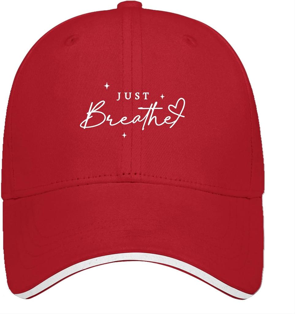 Just Breathe Inspirational Quote Baseball Cap Adjustable Polyester Casual Summer Hat Adult