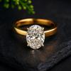Oval Cut Diamond Ring – Yellow Gold Plated Solitaire Ring, Engagement, Wedding, Anniversary, Promise Ring, Gift for Her