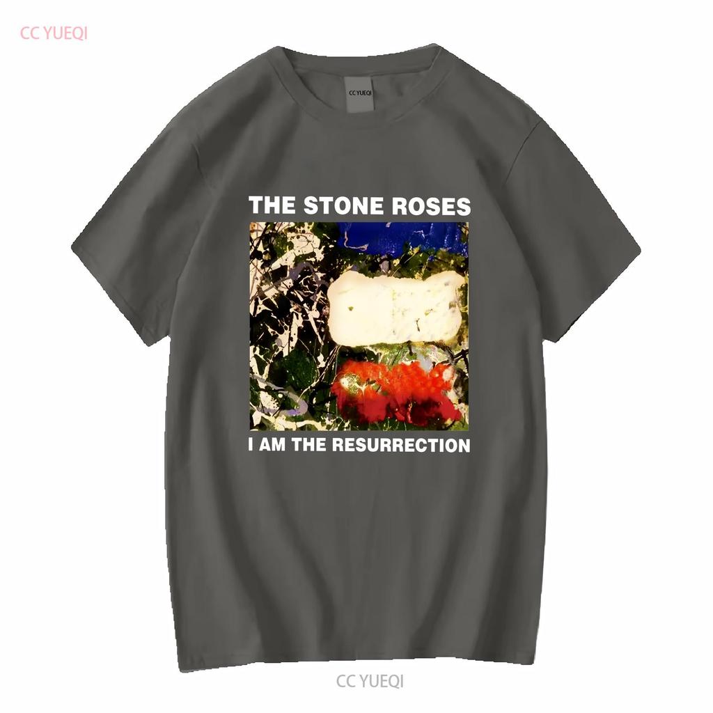 Koszulkę The Stone Roses Czarna HT50745 z długim lub krótkim rękawem vintage Prana Lekko męska Wszechstronna moda uliczna
